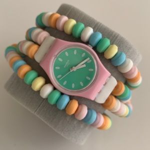 Swatch watch candy necklace wrap pastel fun cute